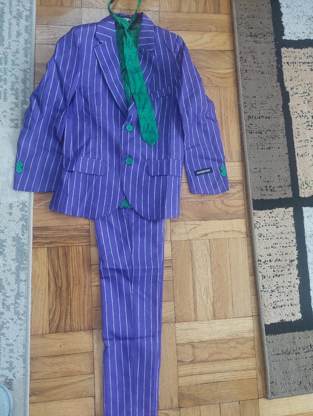 Kids Joker Halloween Costume Purple Suit Size M 8-10